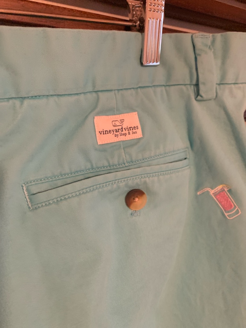 Vineyard Vines Men's Aqua Embroidered Cocktail Chino Shorts - Picture 5 of 9